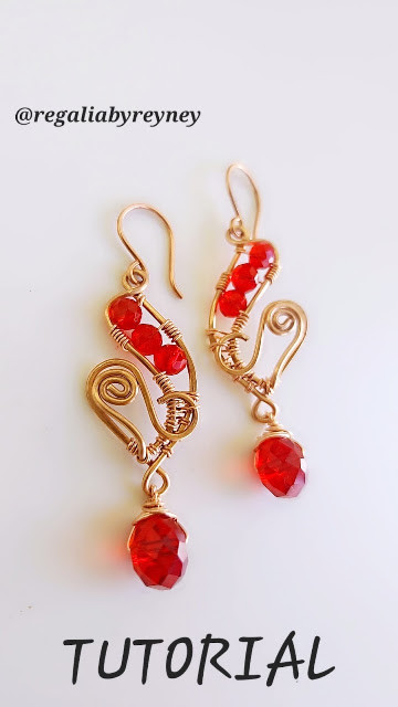 DIY Wire Wap Red Crystals Intricate Dangle Earrings Tutorial