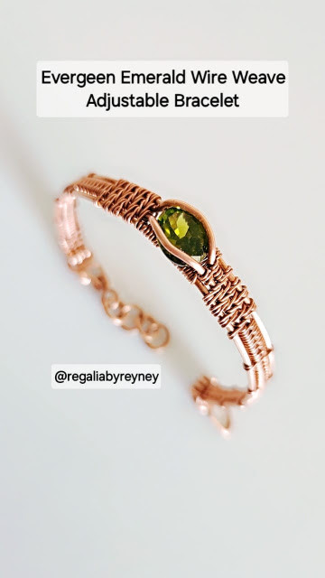 DIY Evergreen Emerald Wire Weave Adjustable Bracelet Tutorial